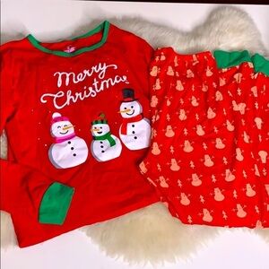 Merry Christmas Snowman Family Women’s holiday Pajamas medium 2 piece set